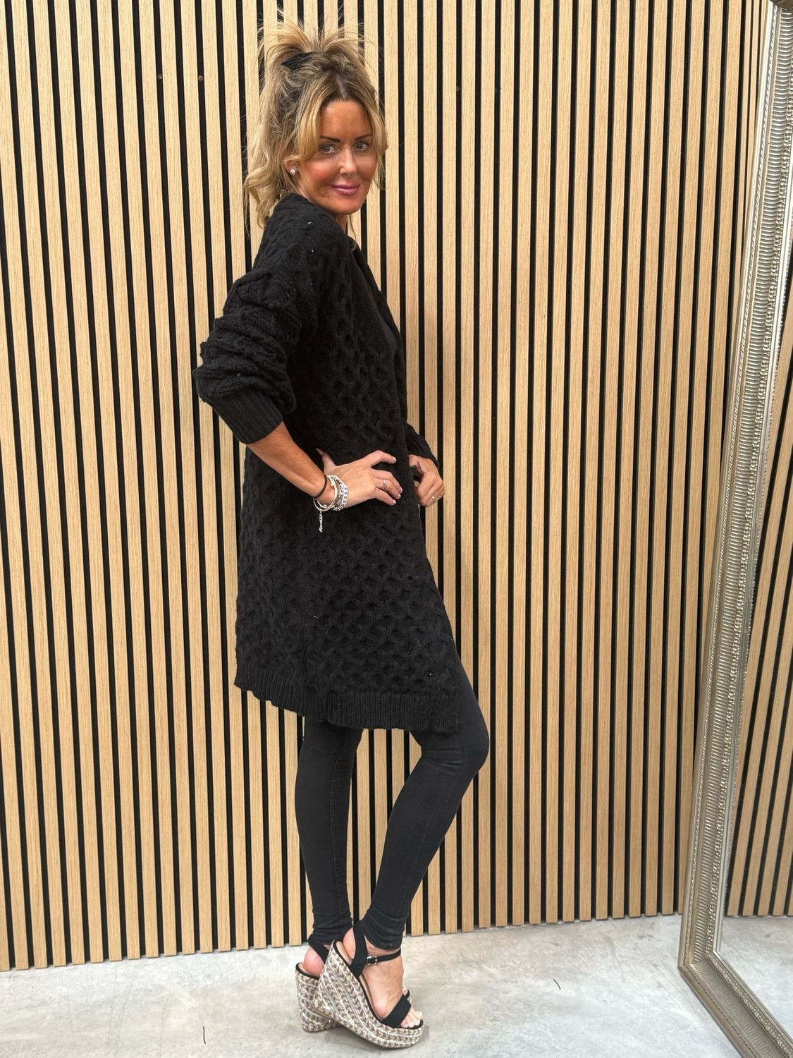Trudy Chunky Knit Longline Cardigan Black