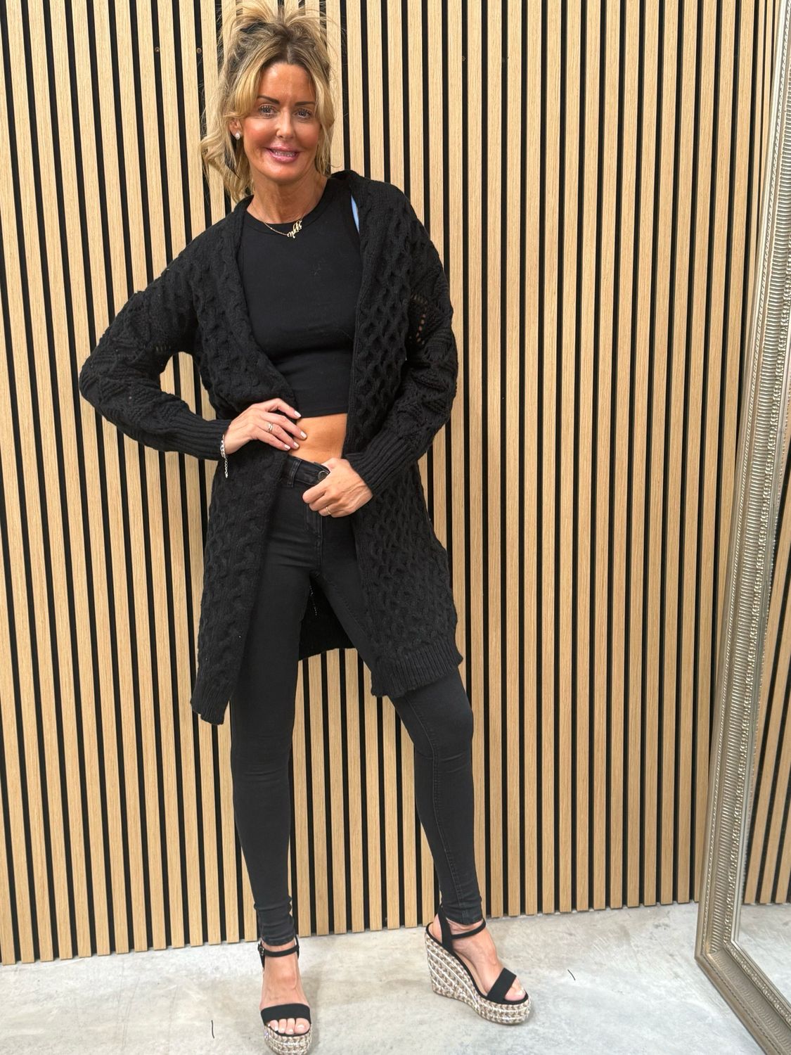 Trudy Chunky Knit Longline Cardigan Black