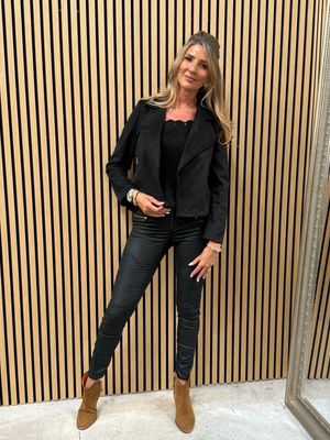 Polly Suede Look Waterfall Jacket Black