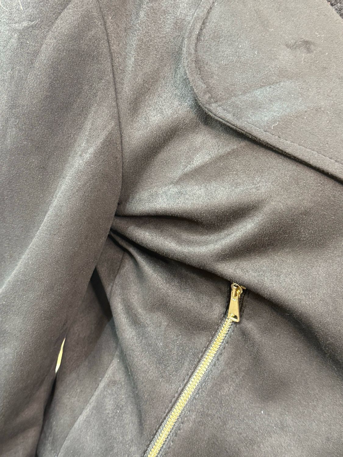 Polly Suede Look Waterfall Jacket Black