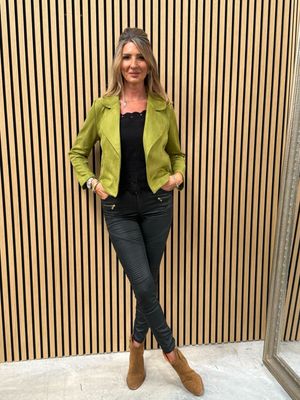 Polly Suede Look Waterfall Jacket Lime