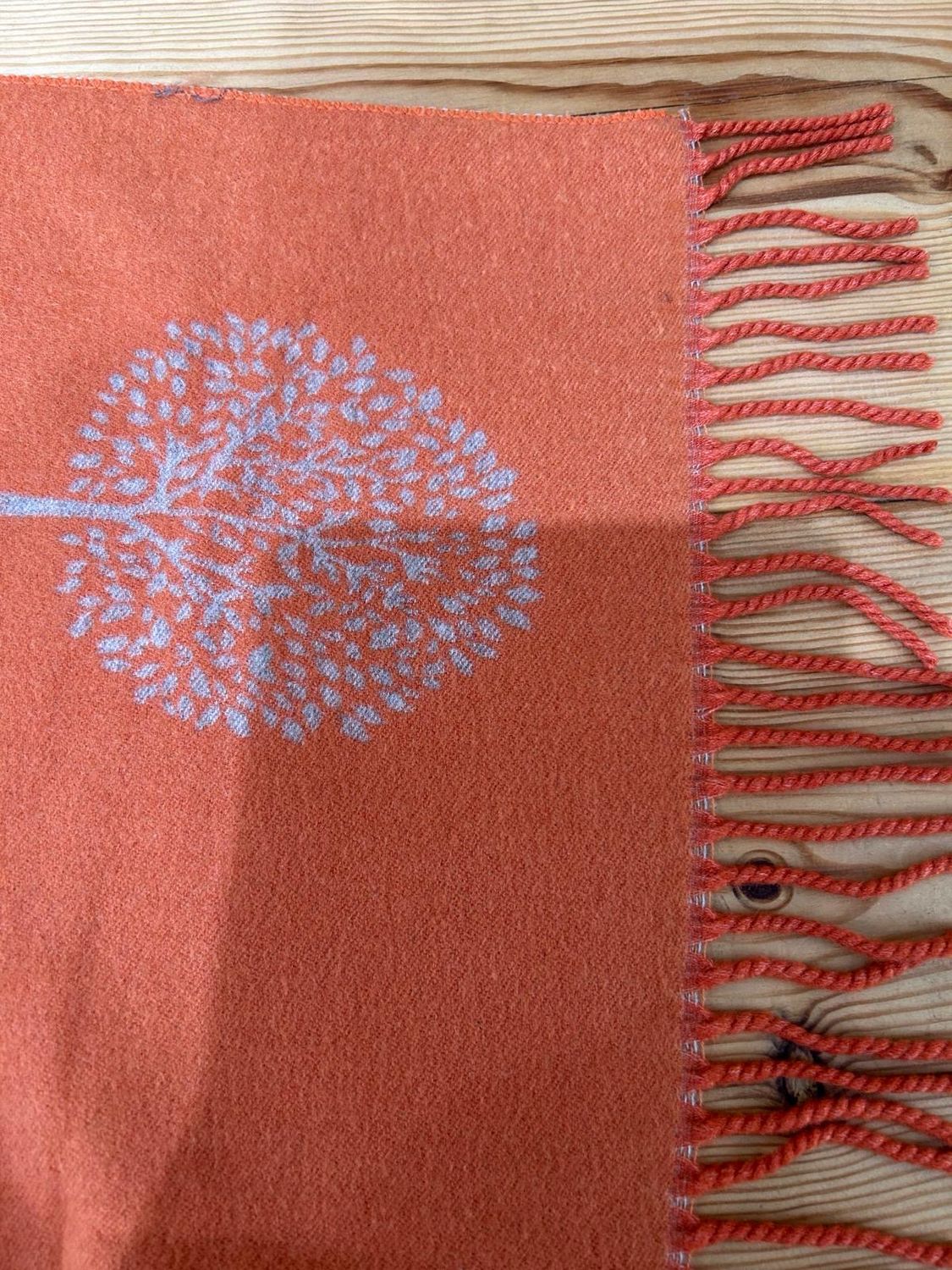 Tree Of Life Reversible Scarf Orange &amp; Grey