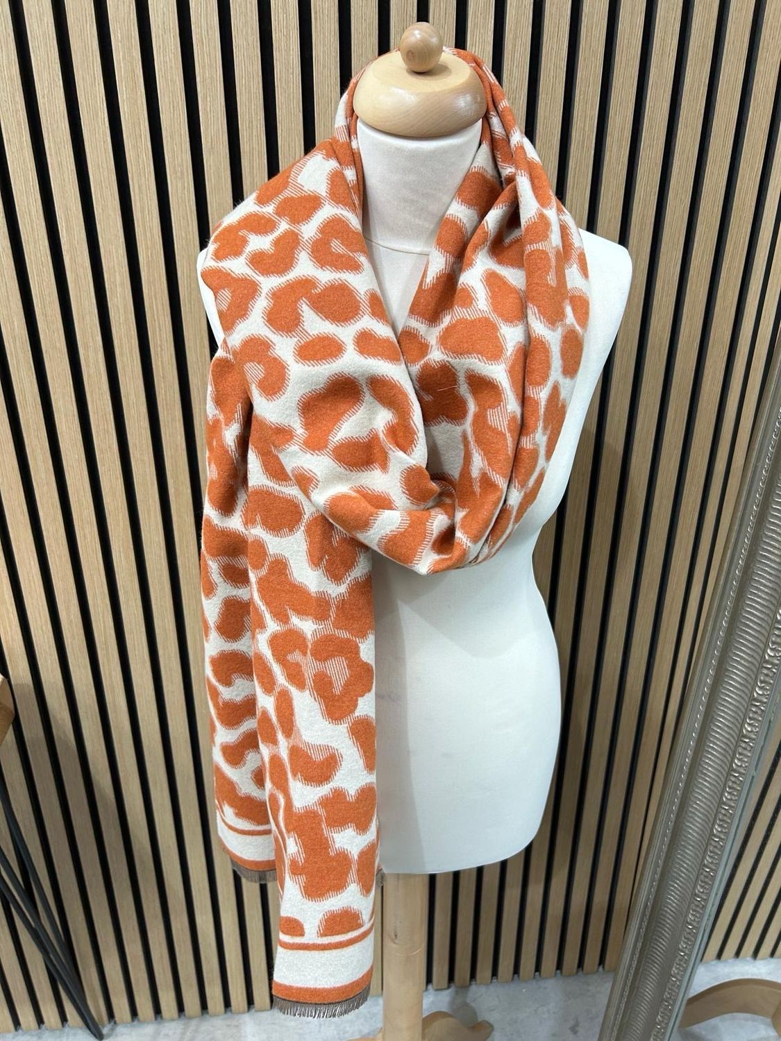 Rust &amp; Cream Animal Print Scarf