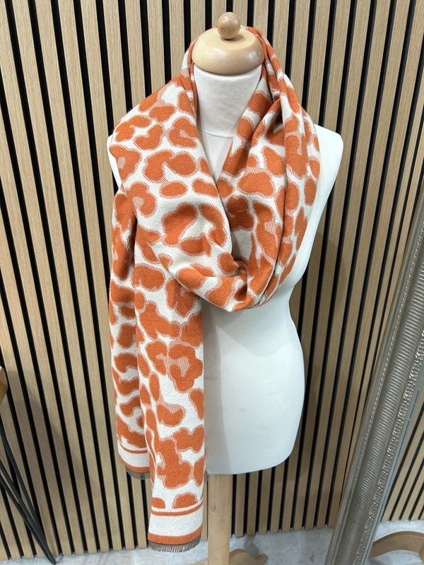 Rust &amp; Cream Animal Print Scarf
