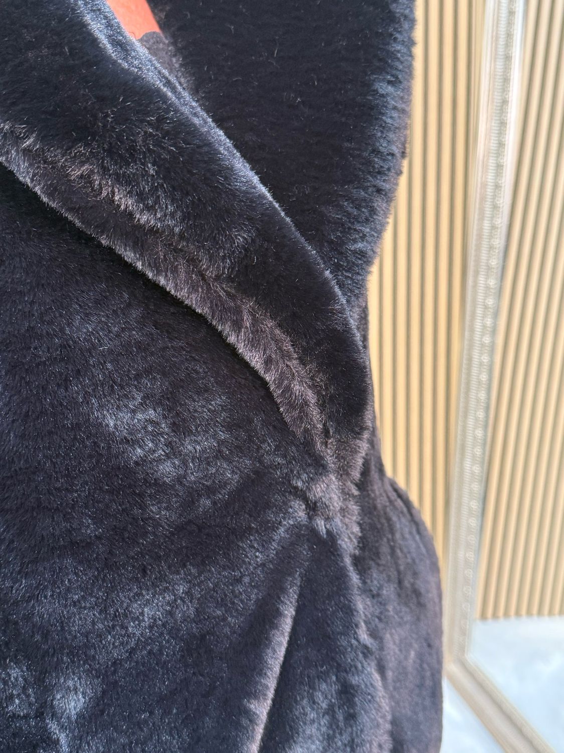 Faux Mid length Fur Coat Black
