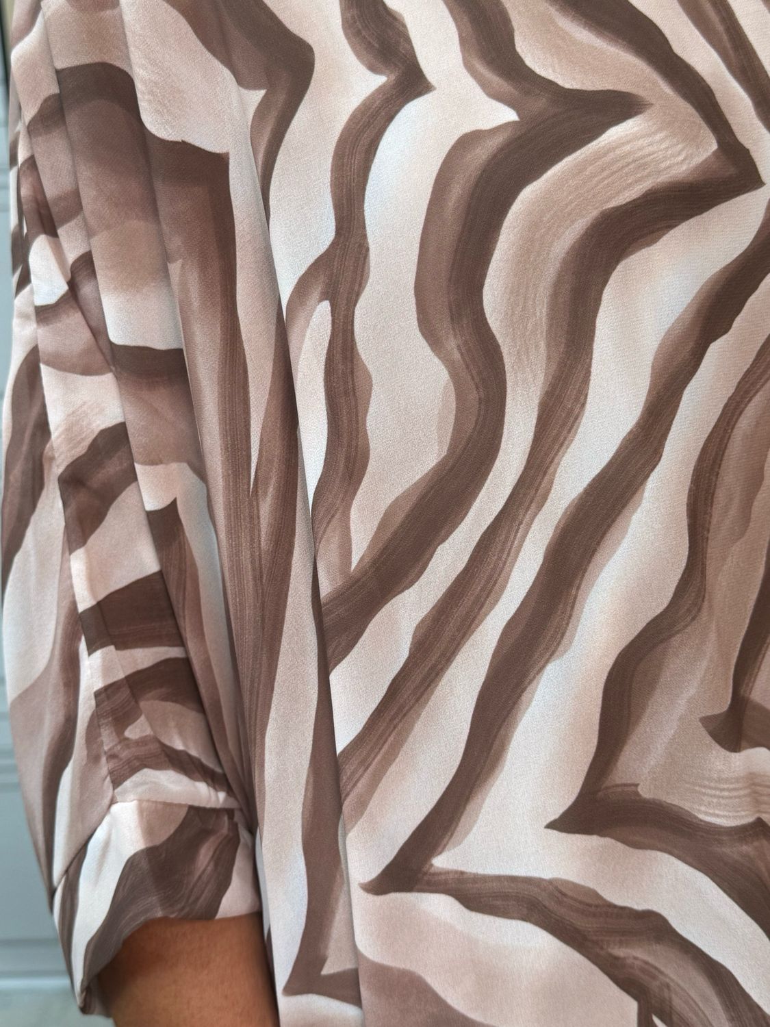 Serafina Flowing Layered Batwing Top Taupe &amp; Beige