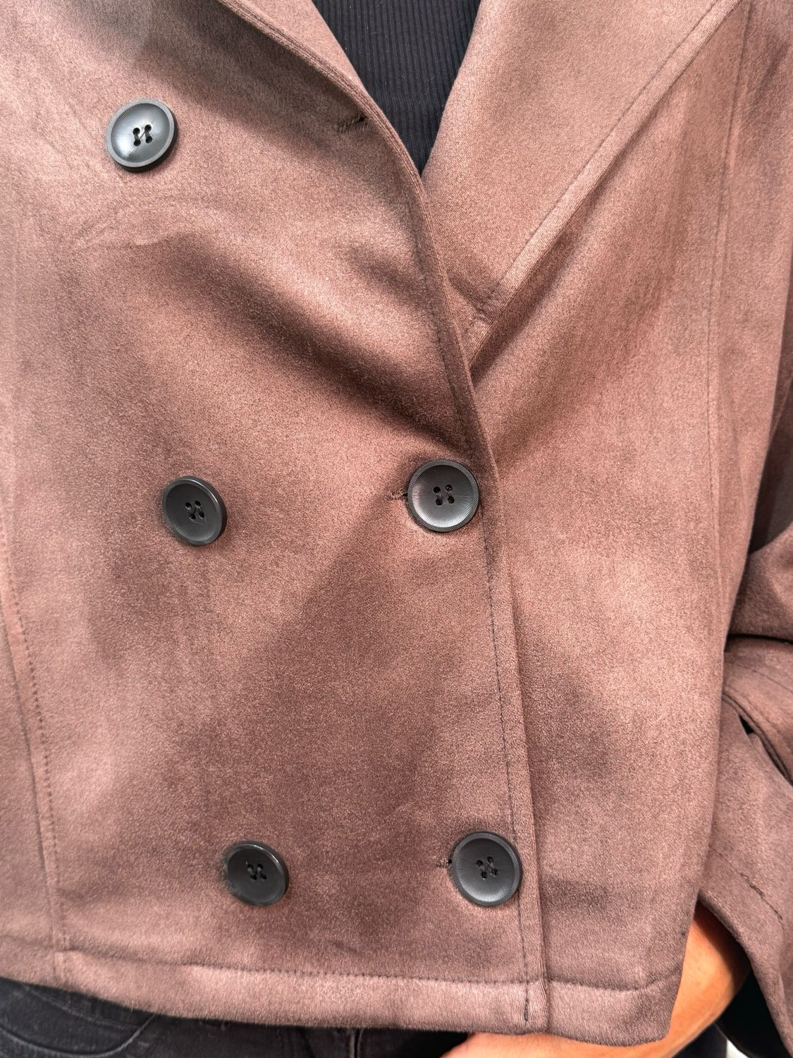 Harper - Double Breasted Cropped Jacket Chocolate