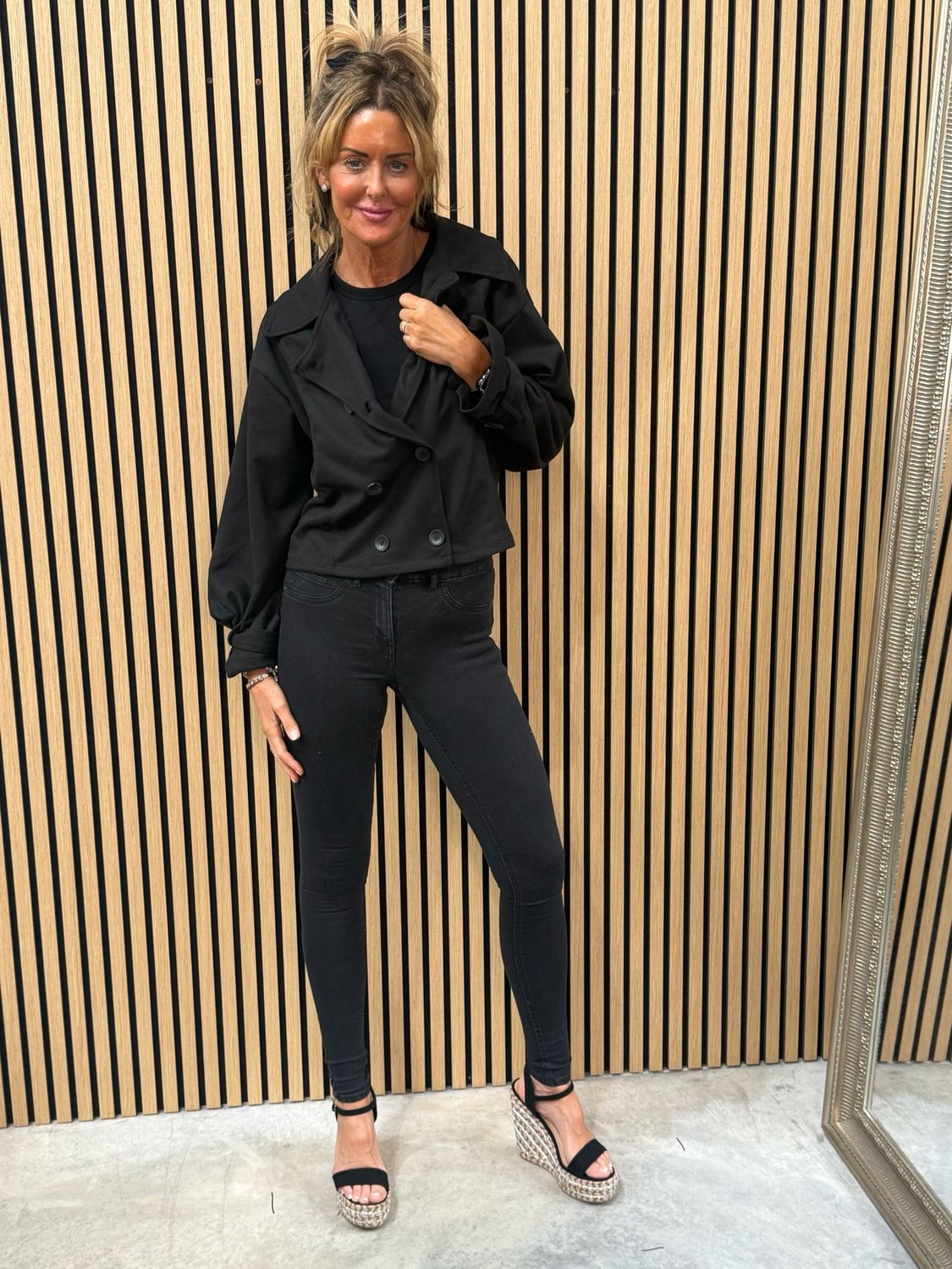 Harper - Double Breasted Cropped Jacket Black