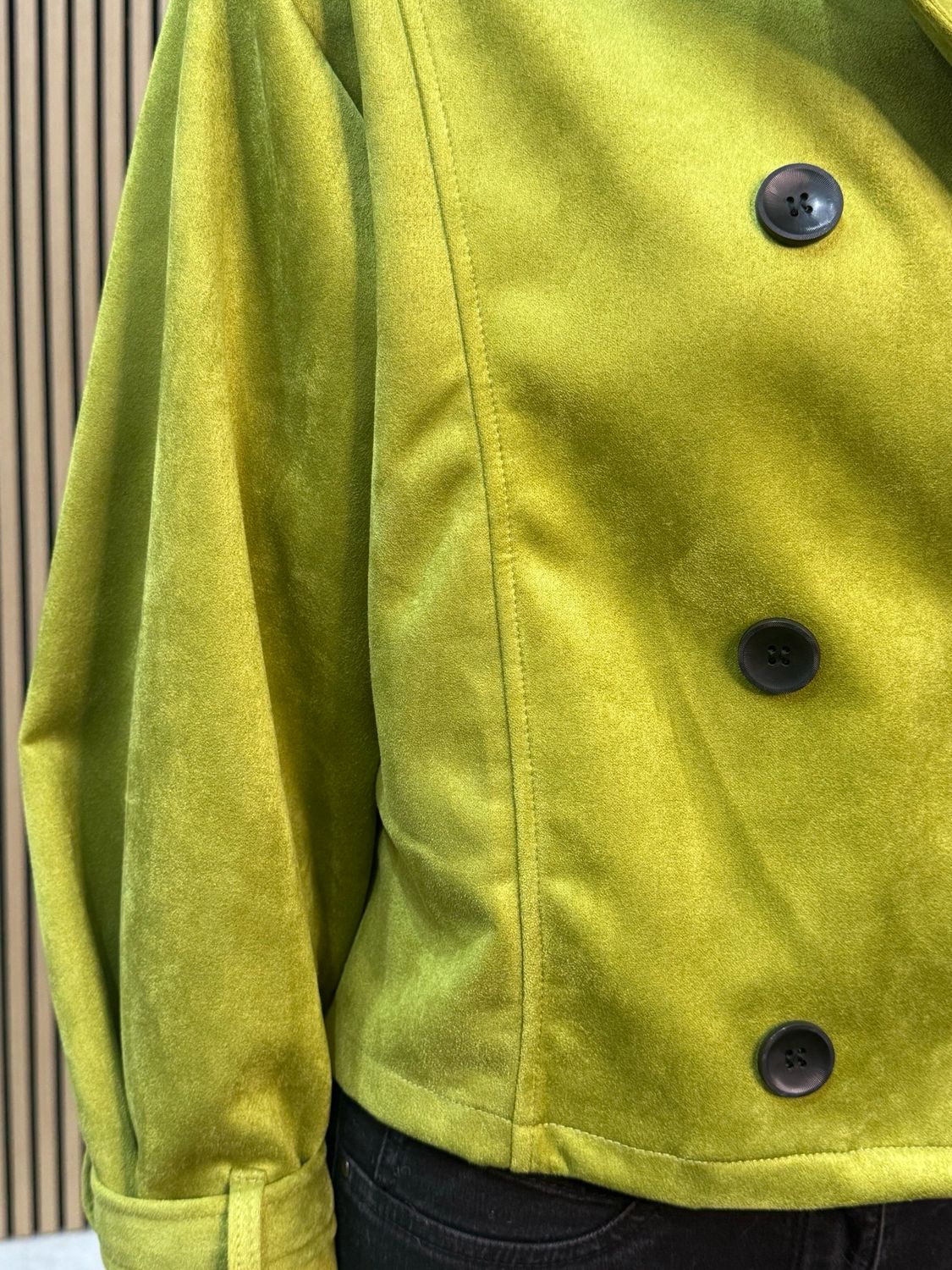 Harper - Double Breasted Cropped Jacket Lime