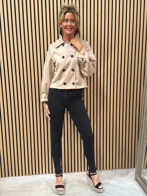 Harper - Double Breasted Cropped Jacket Beige