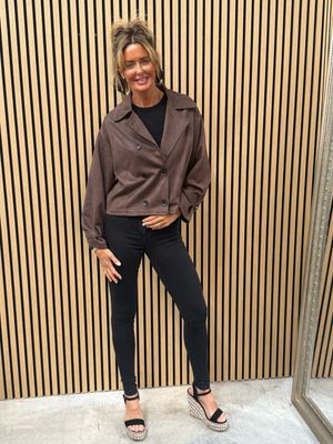 Harper - Double Breasted Cropped Jacket Chocolate