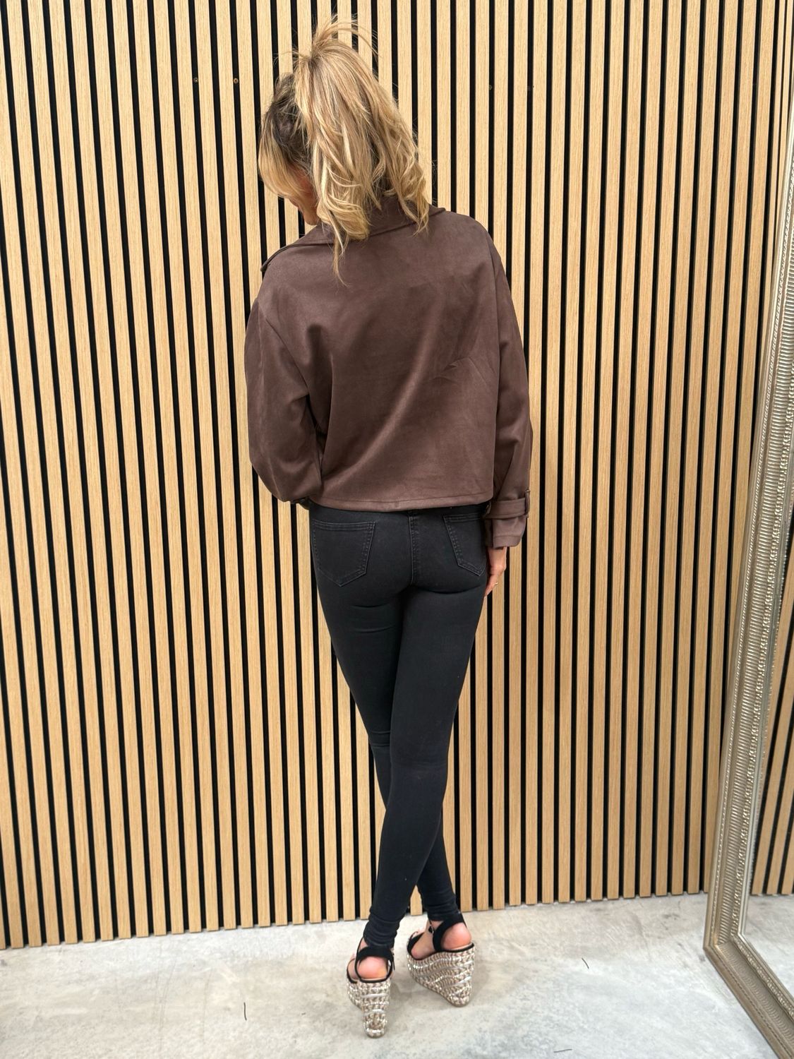 Harper - Double Breasted Cropped Jacket Chocolate