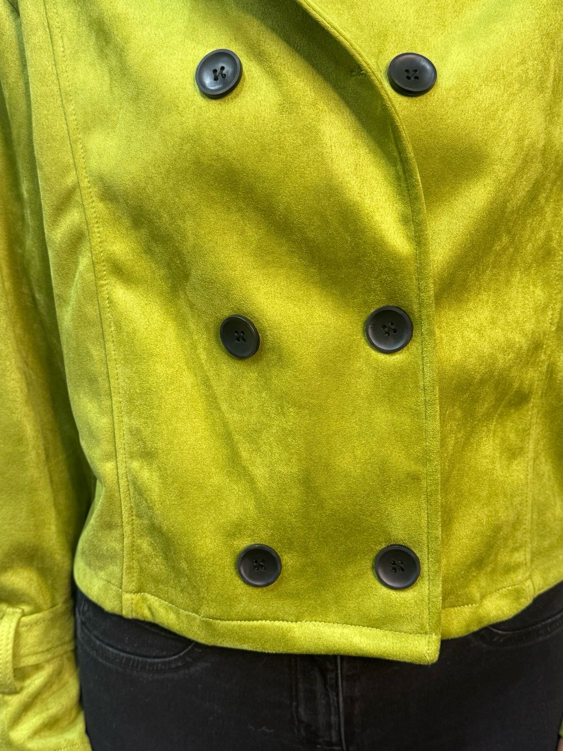 Harper - Double Breasted Cropped Jacket Lime