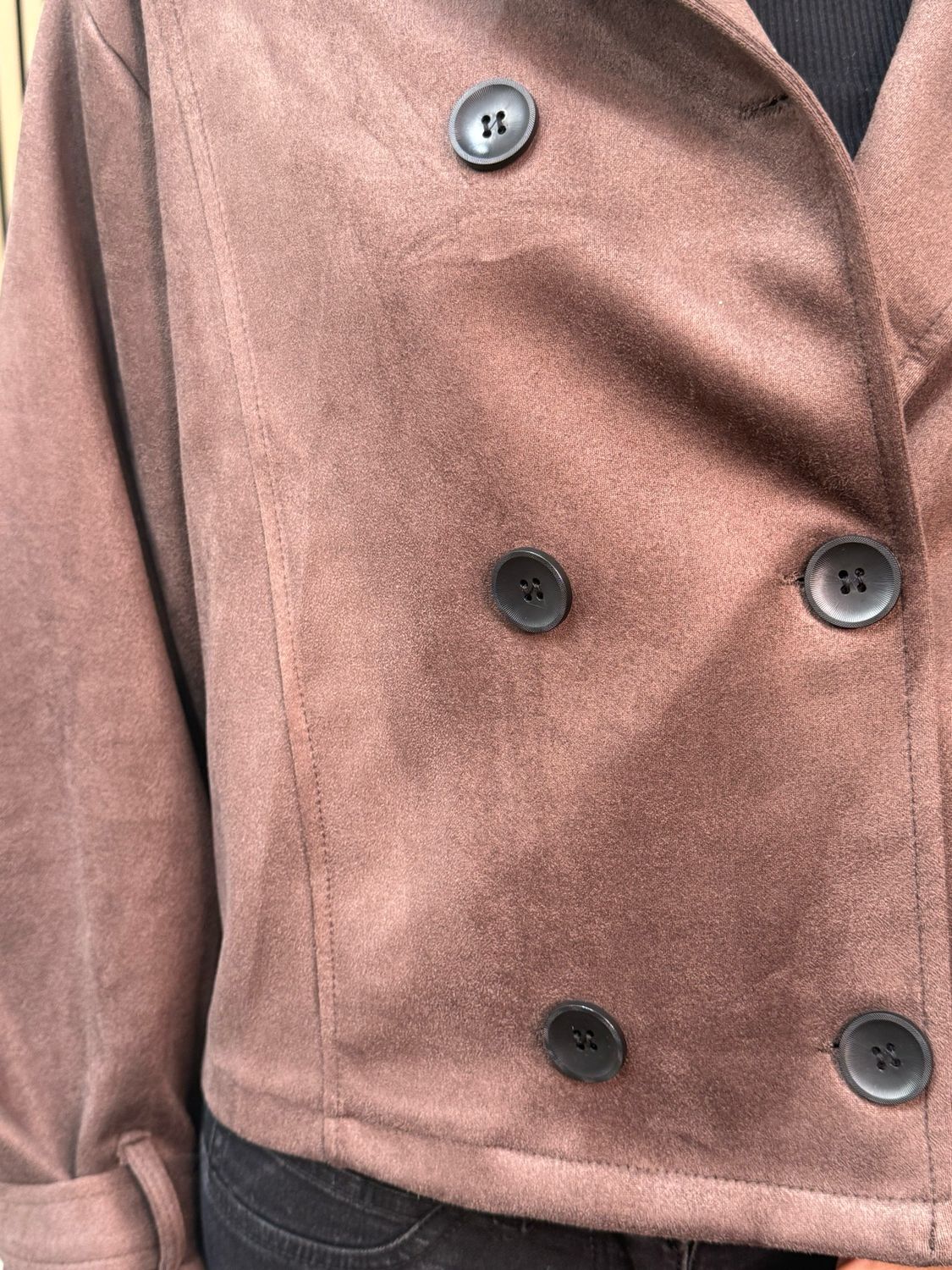 Harper - Double Breasted Cropped Jacket Chocolate