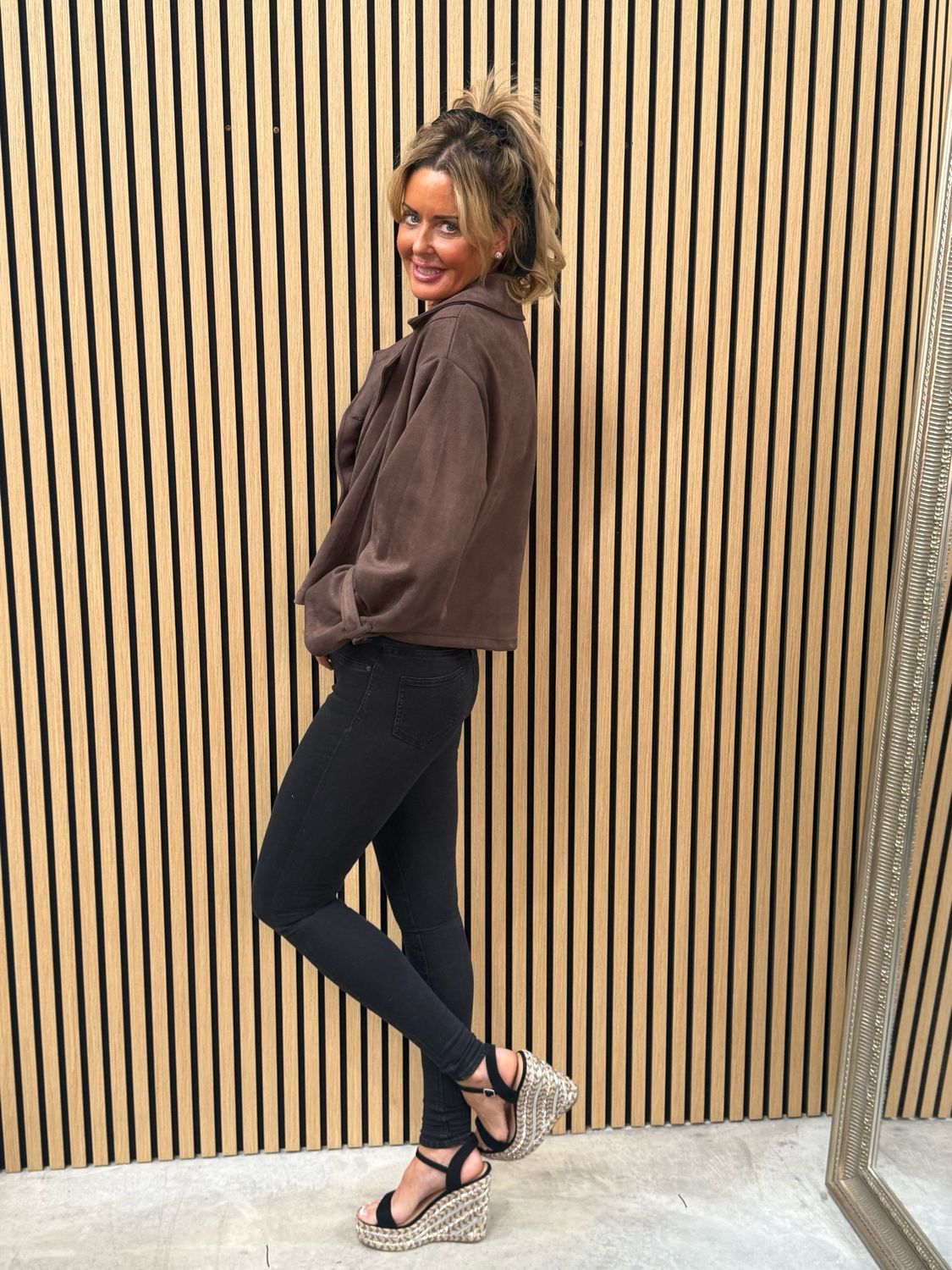 Harper - Double Breasted Cropped Jacket Chocolate