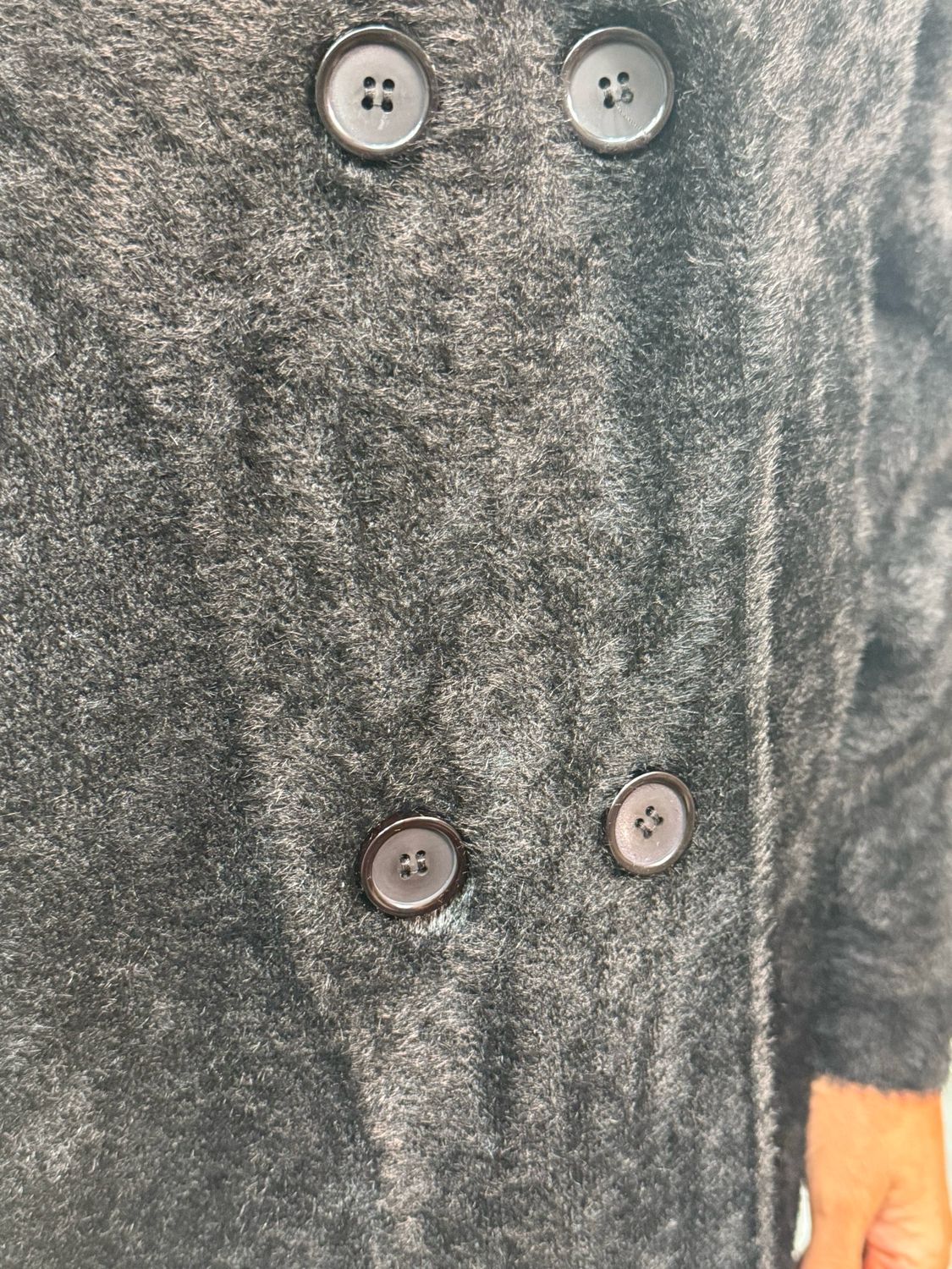 Velora - Teddy Double Breasted Coat Black
