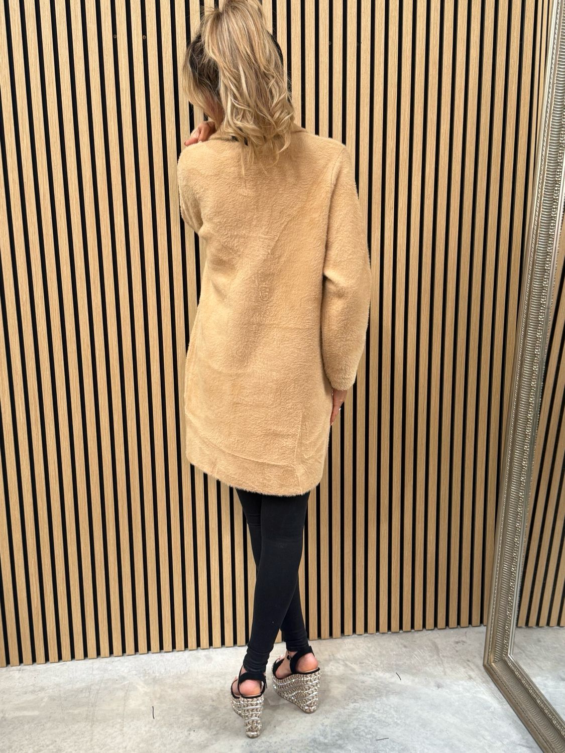 Velora - Teddy Double Breasted Jacket Camel