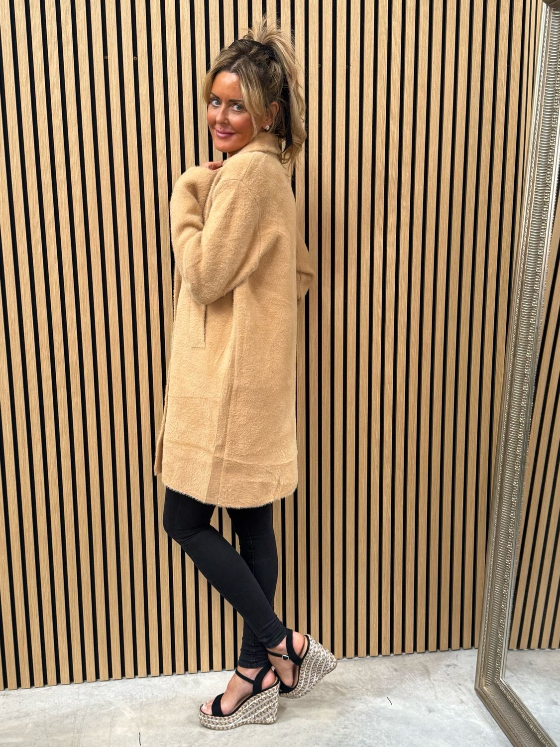 Velora - Teddy Double Breasted Jacket Camel