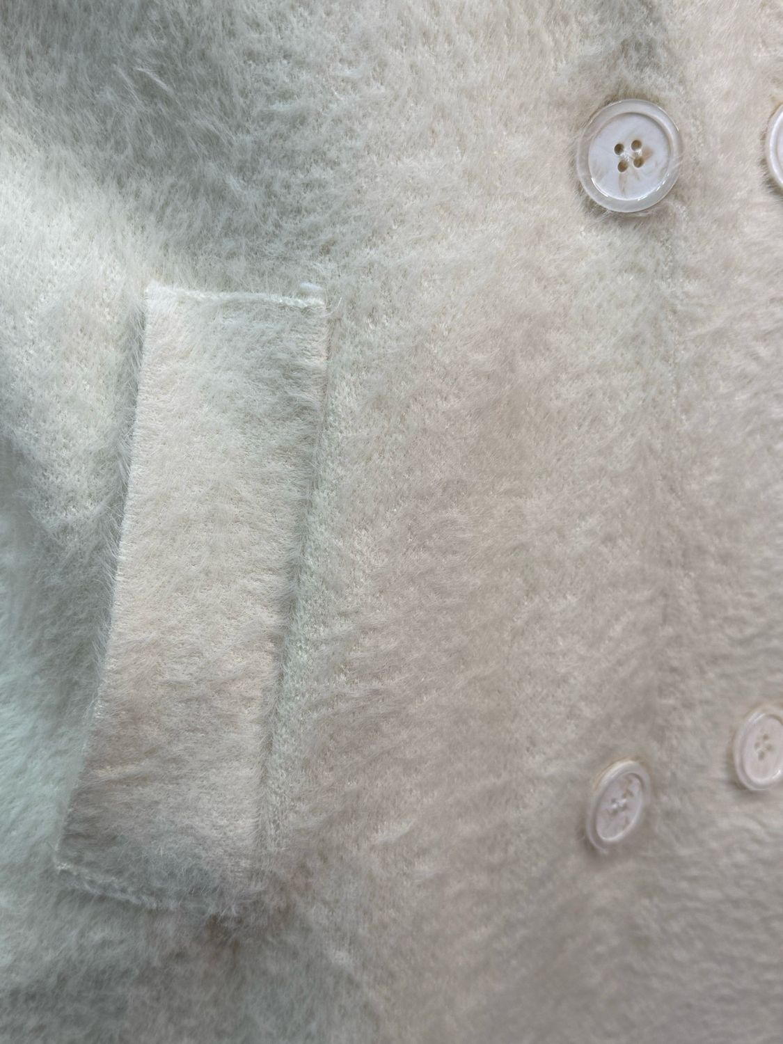 Velora - Teddy Double Breasted Jacket Cream