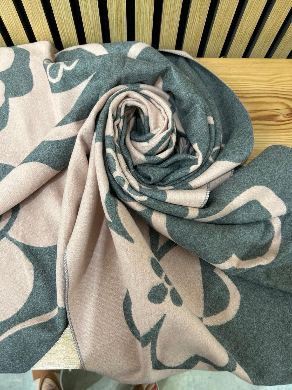 Blush &amp; Grey Reversible Floral Pattern Scarf