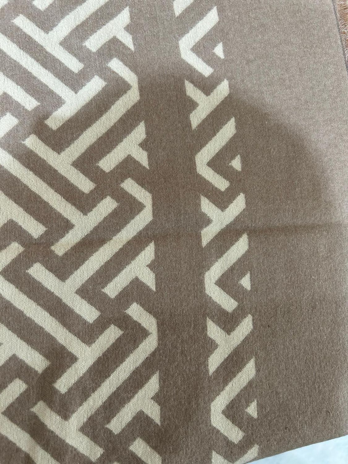 Taupe &amp; Cream Reversible Geometric Scarf