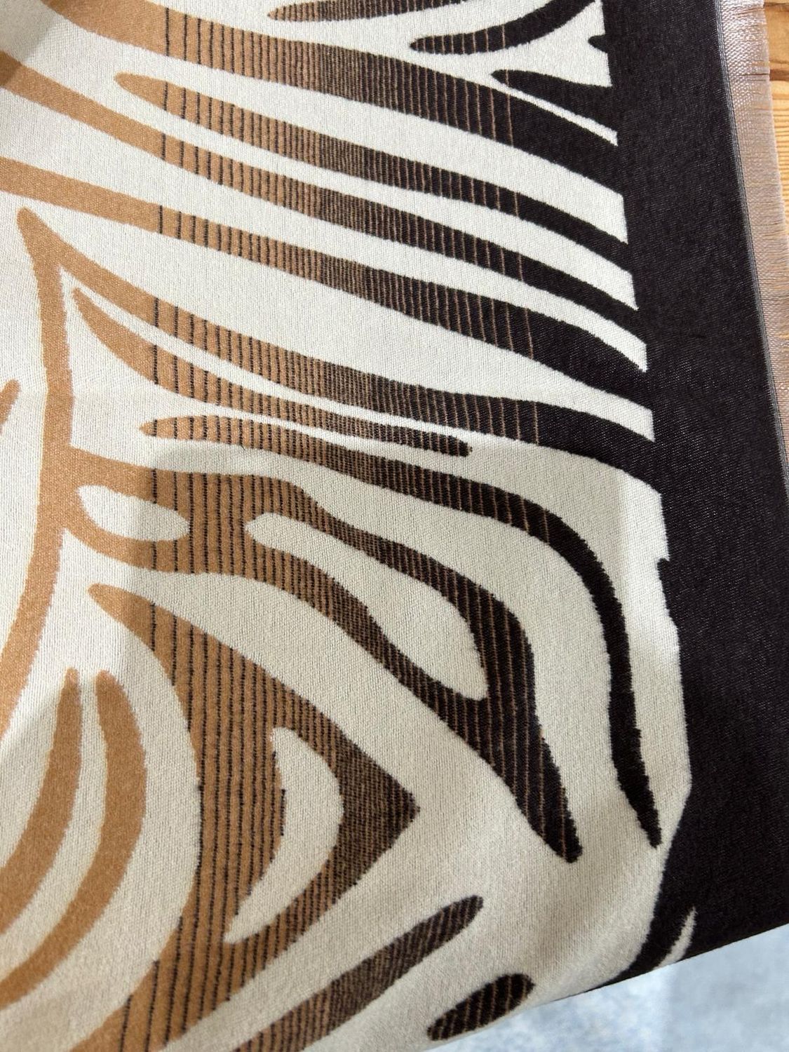 Camel &amp; Chocolate Reversible Zebra Print Scarf