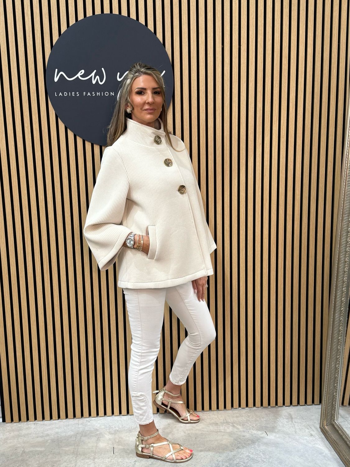 Chantelle - High Neck Button Jacket Cream