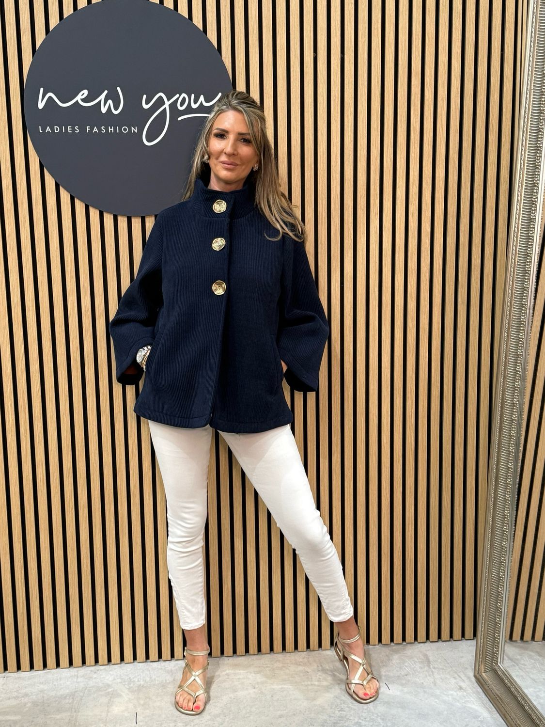 Chantelle - High Neck Button Jacket Navy