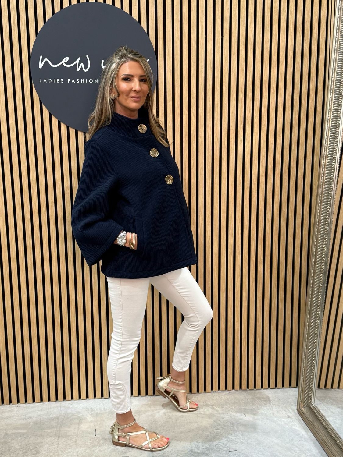 Chantelle - High Neck Button Jacket Navy