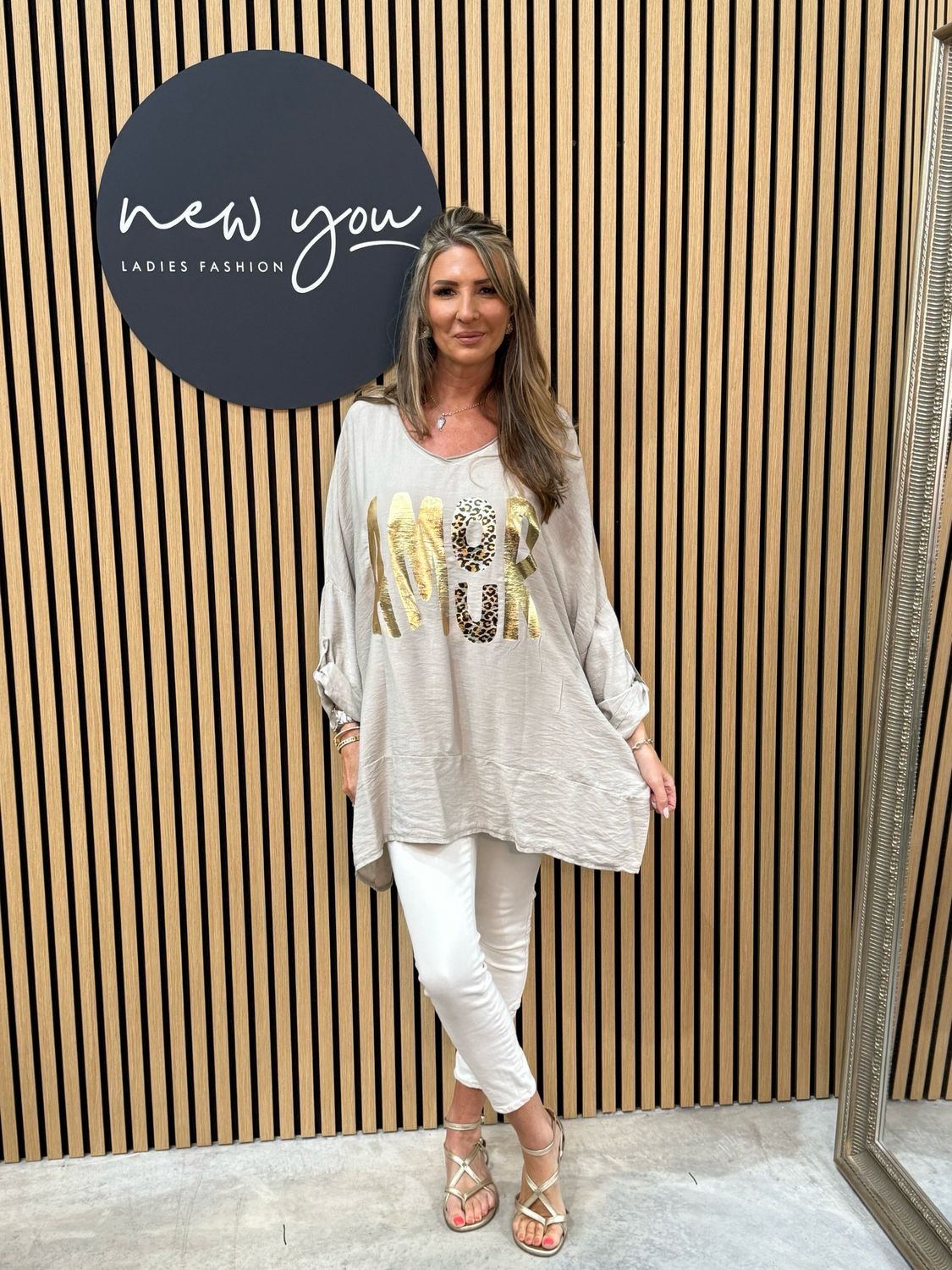 Amor - Oversized Top Beige