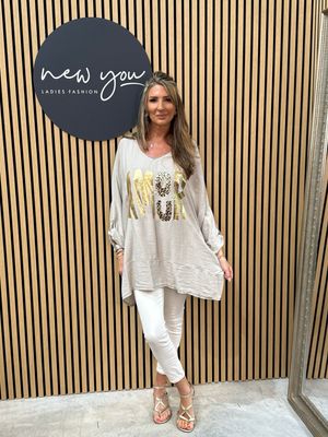 Amor - Oversized Top Beige