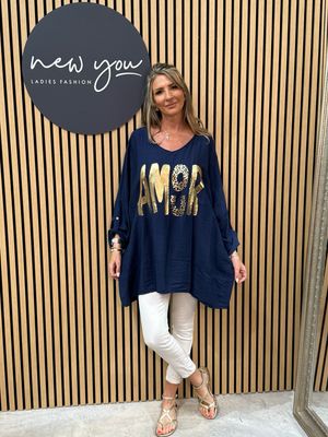 Amor - Oversized Top Navy
