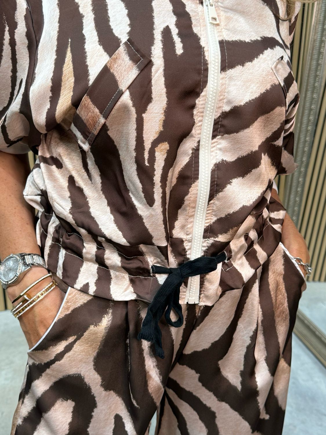 Zebra Print Satin 2 Piece Set