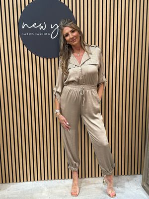 Raya - Chic Gold Utility Jumpsuit