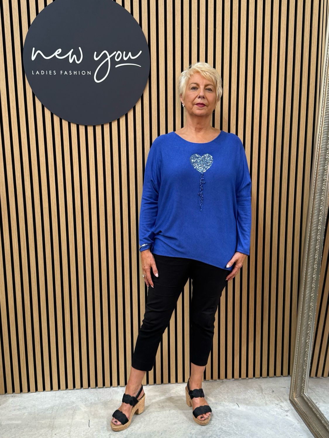 Serena Sparkle Heart Jumper Royal Blue