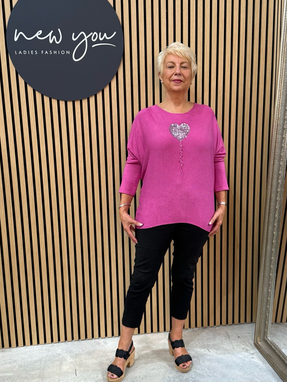 Serena Sparkle Heart Jumper Fuchsia