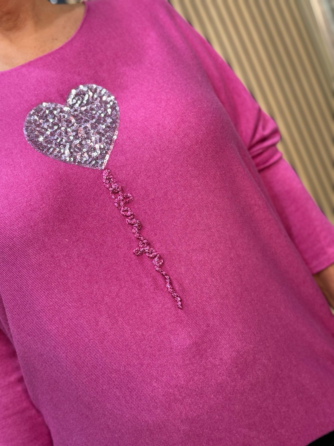 Serena Sparkle Heart Jumper Fuchsia