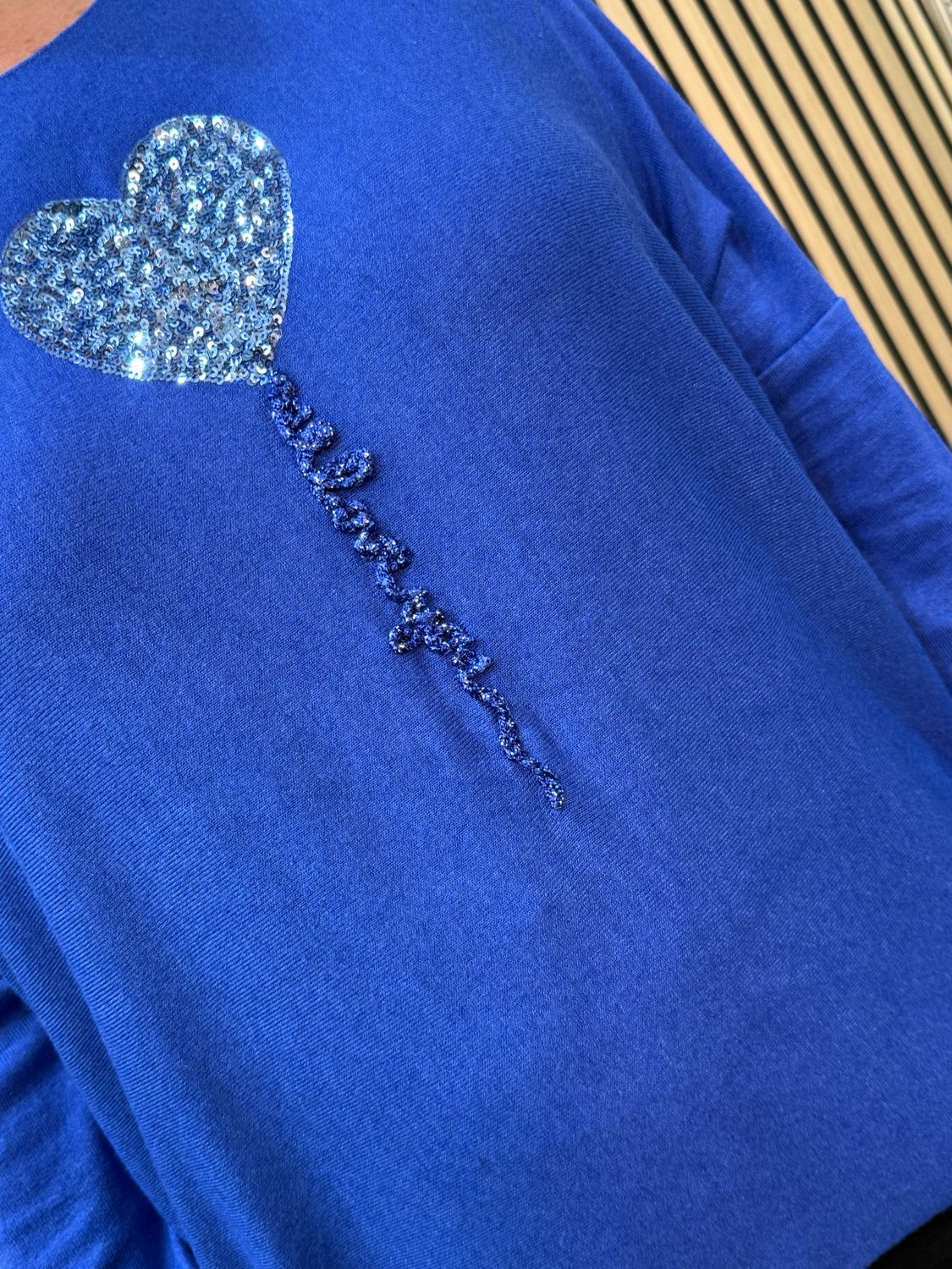 Serena Sparkle Heart Jumper Royal Blue