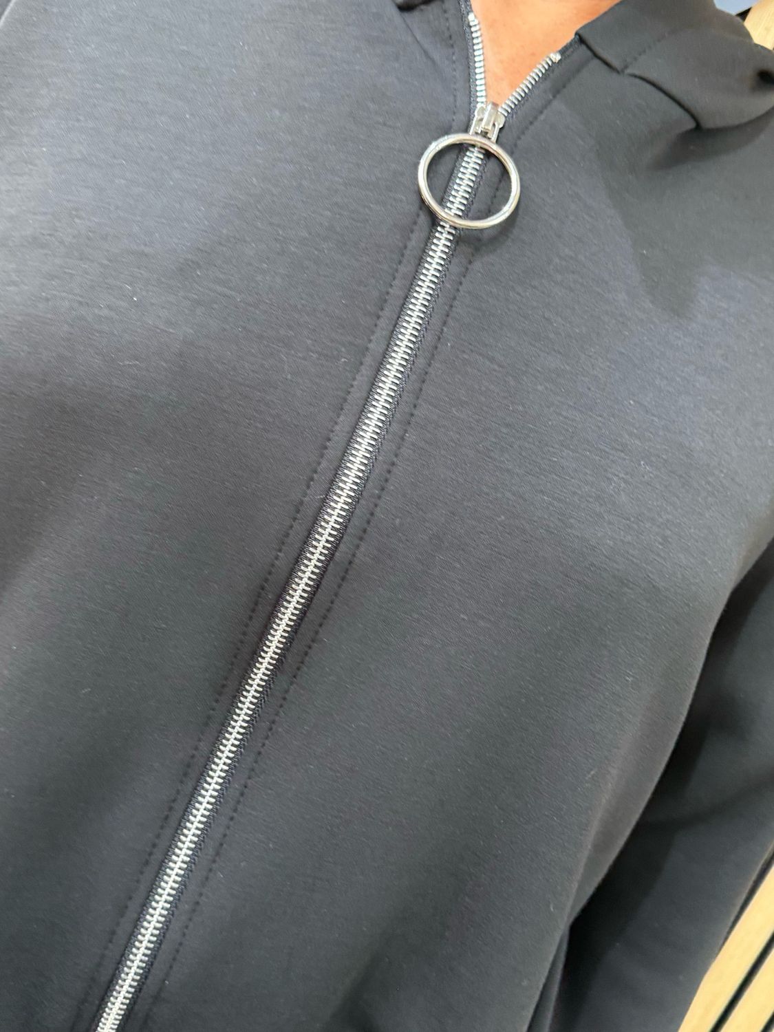 Pippa - Relaxed Zip Hoodie Black