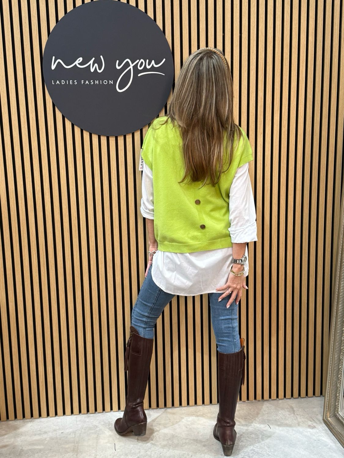Button Back Vest - Lime