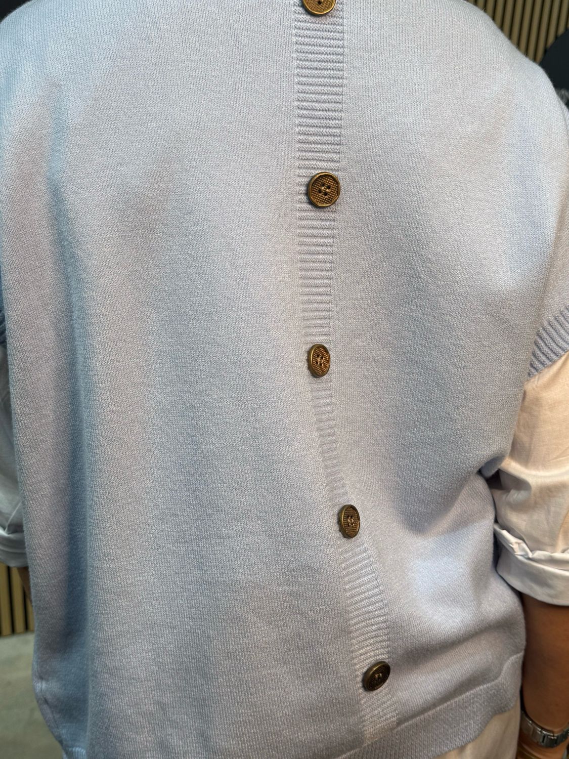 Button Back Knit Vest - Baby Blue