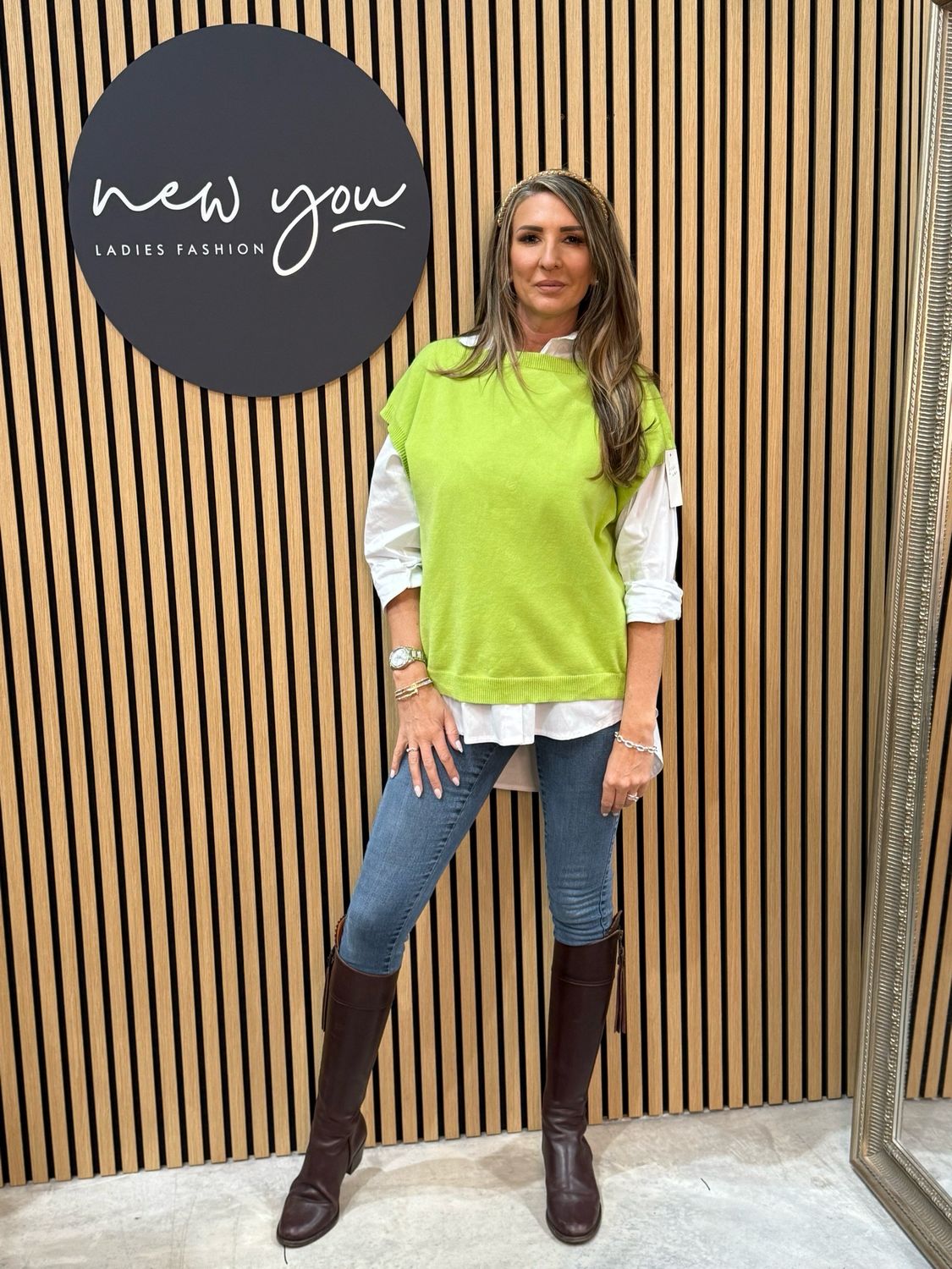 Button Back Vest - Lime