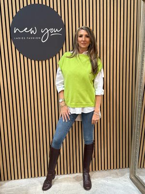 Button Back Vest - Lime