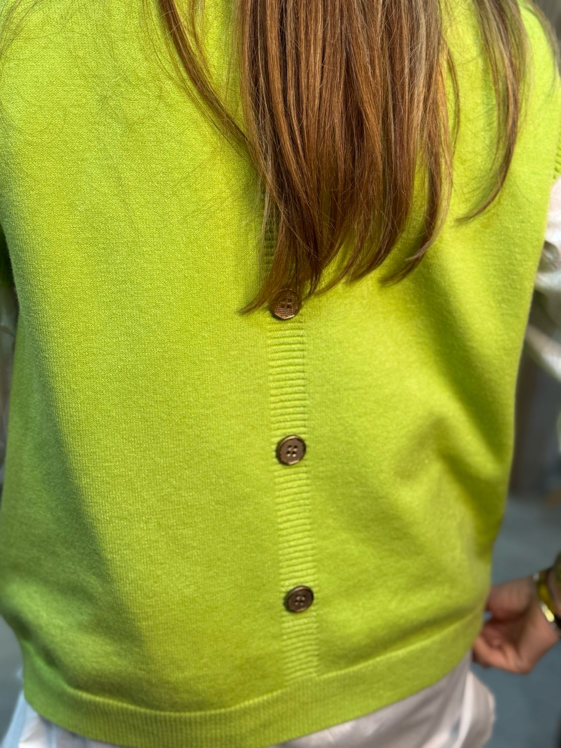 Button Back Vest - Lime