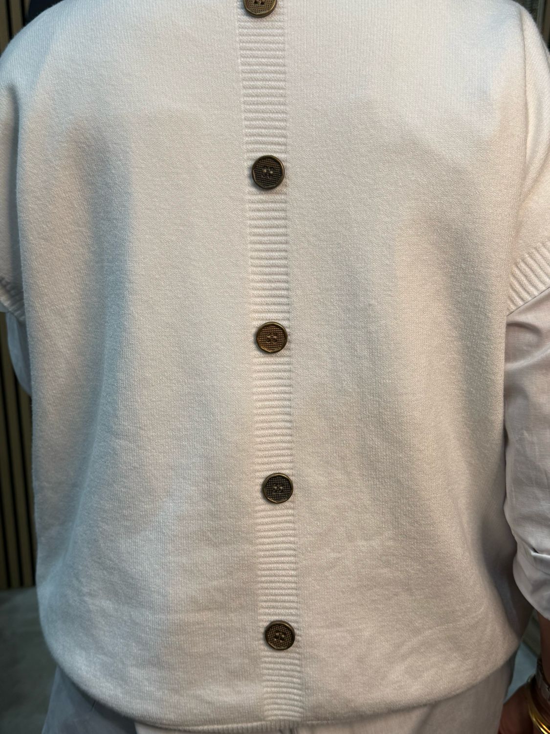 Back Button Knit Vest - White