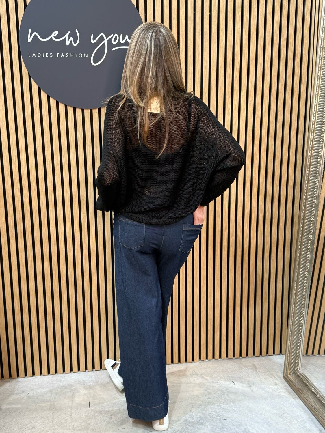 Wide Leg Denim Trousers