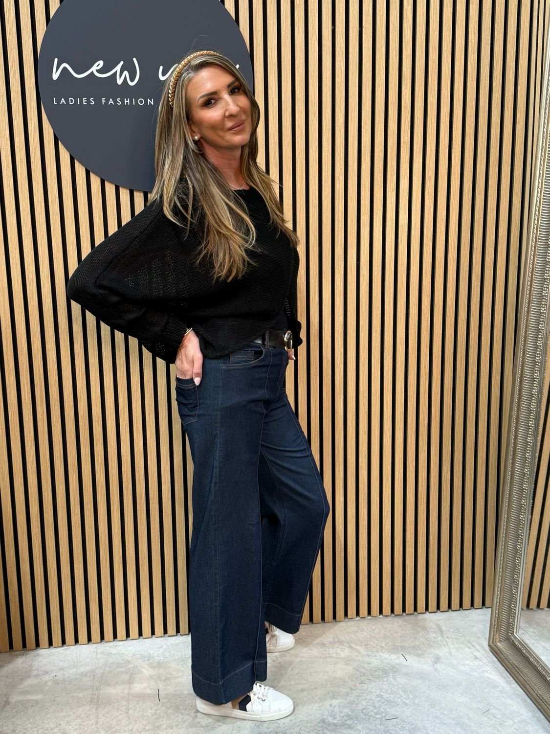 Wide Leg Denim Trousers
