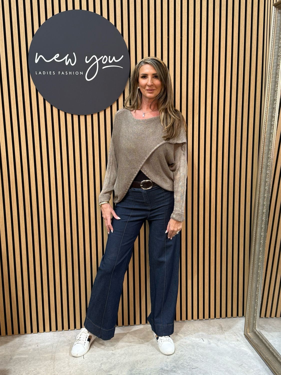 Italian Knit Overlap Jumper - Taupe