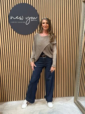 Italian Knit Overlap Jumper - Taupe