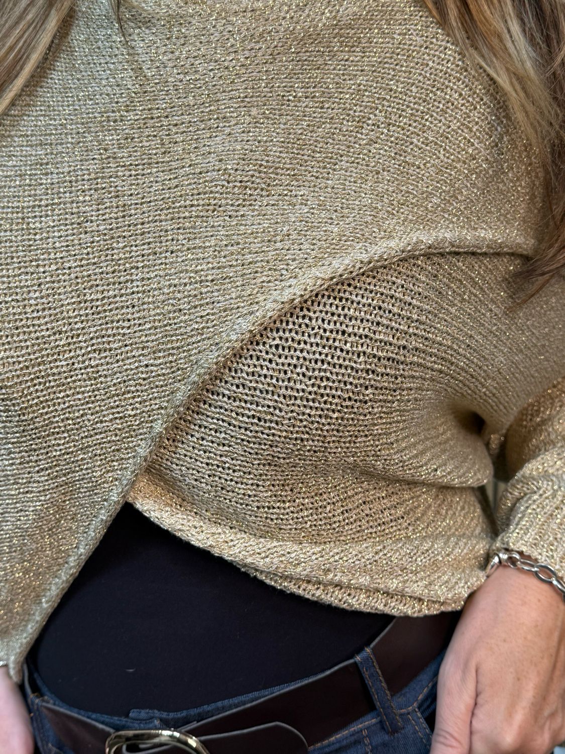 Italian Knit Overlap Jumper - Gold